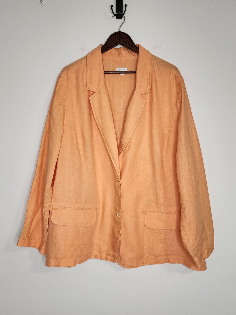 J. Jill Love Linen Sherbet Orange Women's 100% Linen Blazer Jacket Sz 3X Summer